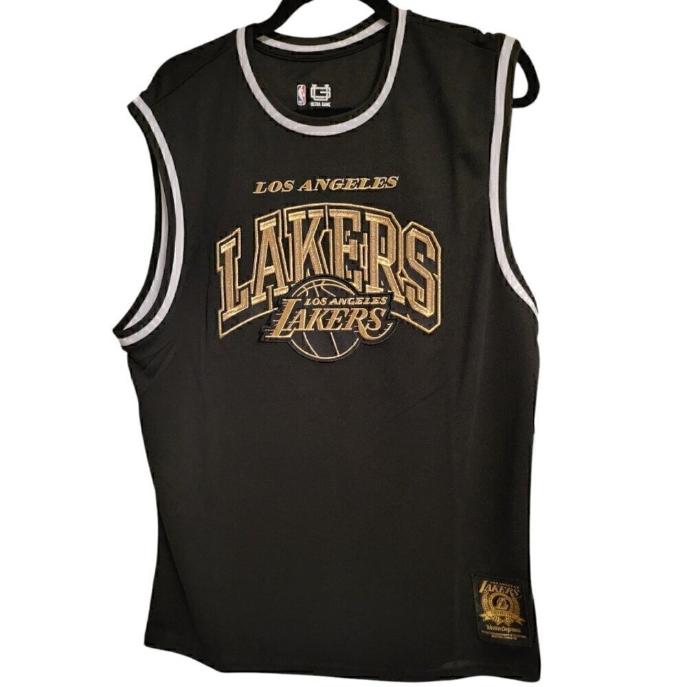 Los Angeles Lakers Ultra Game Jersey Black and Gold NWT Men's Size XL